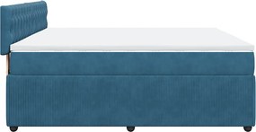vidaXL Κρεβάτι Boxspring με Στρώμα Μπλε 180x200 εκ. Βελούδινο