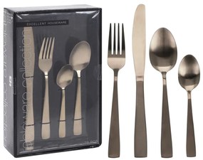 Excellent Houseware Σετ Μαχαιροπίρουνα 16 Τεμαχίων Χρυσό Ματ