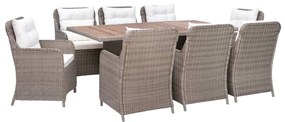3057801 3057801 vidaXL 9 Piece Outdoor Dining Set with Cushions Poly Rattan Brown (4x44148+310143) Καφέ, 1 Τεμάχιο
