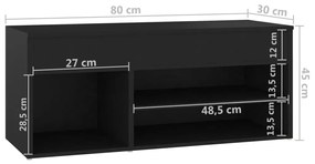 Παπουτσοθήκη Μαύρη 80 x 30 x 45 εκ. από Επεξ. Ξύλο - Μαύρο