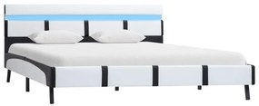 vidaXL Πλαίσιο Κρεβατιού με LED Λευκό 140x200 εκ. από Συνθετικό Δέρμα