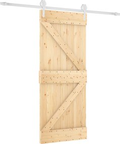 vidaXL Συρόμενη Πόρτα Φυσικό και Λευκό 85 x 210 cm