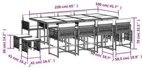 vidaXL Σετ Τραπεζαρίας Κήπου 13τεμ. Μαύρο από Συνθ. Ρατάν με Μαξιλάρια