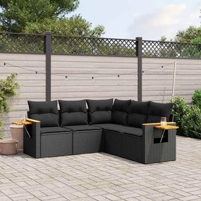 vidaXL Patio Sofa Set 5-θέσια Black