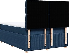vidaXL Κρεβάτι Boxspring με Στρώμα Μπλε 140x190 εκ. Υφασμάτινο