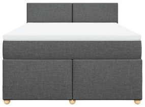 Κρεβάτι Boxspring με Στρώμα Σκούρο Γκρι 140x200 εκ Υφασμάτινο - Γκρι