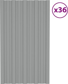 vidaXL Πάνελ οροφής 36 τεμ. Γκρι 80 x 45 cm Γαλβανισμένος χάλυβας