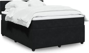 vidaXL Κρεβάτι Boxspring με Στρώμα Μαύρο 140x200 εκ. Βελούδινο