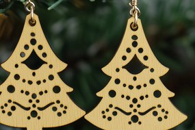 Intra απο ξύλο plywood 3mm-4mm πάχος Χριστουγεννιάτικα Σκουλαρίκια Cut Fil Δίασταση 3x3 cm INTRAFABR-109541042