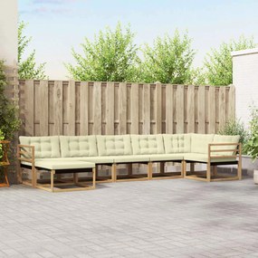 vidaXL Σειρά Καναπέ Εξωτερικού με μαξιλάρι 7 pcs Λευκό και Κρεμ