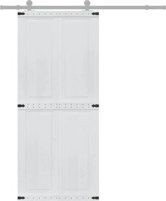vidaXL Πόρτα αχυρώνα CORONA 90 x 210 cm Μασίφ Ξύλο Πεύκου Λευκό