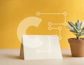 Intra Συλλεκτικό Ξύλινο Παζλ Plywood  4mm - Μικρό παχύφυτο και κάρτα σημειώσεων σε κίτρινο φόντο Σε Ξύλινο Κουτί - Διαστάσεις Puzzle: 10x10 cm – 25 κομμάτια