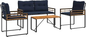 vidaXL Σετ Εξωτερικών Επίπλων με μαξιλάρι 4 pcs Ναυτικό μπλε