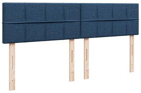 Κρεβάτι Boxspring με Στρώμα Μπλε 200x200 εκ. Υφασμάτινο - Μπλε