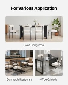 VEVOR Set of 2 Boucle Dining Chairs Modern Kitchen Side Chair Curved Backrest