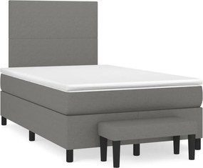 vidaXL Κρεβάτι Boxspring με Στρώμα Σκούρο Γκρι 120x200 εκ. Υφασμάτινο