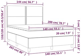 vidaXL Κρεβάτι Boxspring με Στρώμα Μαύρο 140x200 εκ. Υφασμάτινο