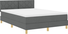 vidaXL LED Κρεβάτι με βάθρο Σκούρο Γκρι 140 x 200 cm ύφασμα