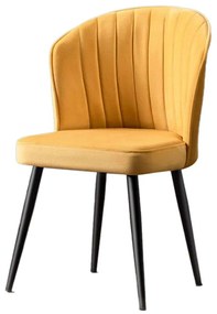 Καρέκλα Rubi (Σετ 4Τμχ) 107BCK1104 52x42x85cm Yellow-Black Mdf, Ύφασμα