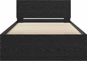 vidaXL Κρεβάτι με Κεφαλάρι Μαύρη Δρυς 100 x 200 cm Επεξεργασμένο ξύλο