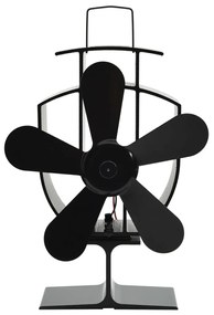vidaXL Αερόθερμο Σόμπας Μαύρο με 5 Πτερύγια