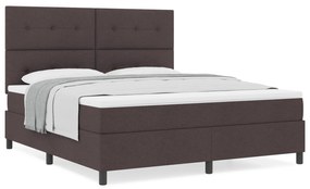 vidaXL Κρεβάτι Box Spring με Στρώμα Σκούρο Καφέ Σούπερ Κινγκ Ύφασμα