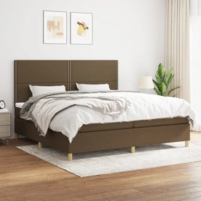 vidaXL Κρεβάτι Boxspring με Στρώμα Σκούρο Καφέ 200x200 εκ. Υφασμάτινο