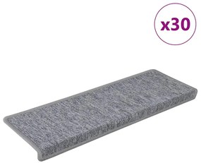 vidaXL Πατάκια Σκαλιών 30 τεμ. Ανοιχτό Γκρι 65x21x4 εκ. με Ορθογώνια Άκρη