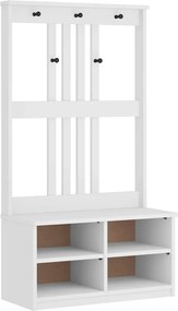 vidaXL Δέντρο χωλ SANDNES Λευκό 87x40x159,5 εκ. Πεύκο μασίφ ξύλο