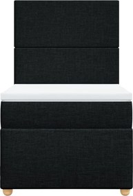 vidaXL Κρεβάτι Boxspring με Στρώμα Μαύρο 80 x 200 εκ. Υφασμάτινο