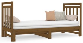 vidaXL Καναπές Κρεβάτι Συρόμενος Μελί 2x(90x190) εκ. Μασίφ Ξύλο Πεύκου