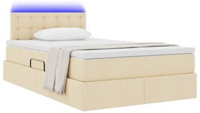 vidaXL LED Κρεβάτι αποθήκευσης με στρώμα Κρέμ 120 x 200 cm Ύφασμα