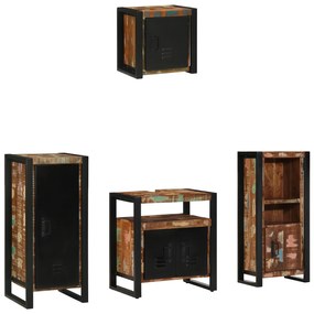 vidaXL Σετ Επίπλων Μπάνιου 4 pcs Πολύχρωμο Στερεό ανακτημένο ξύλο