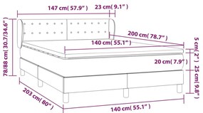 Κρεβάτι Boxspring με Στρώμα Ανοιχτό Γκρι 140x200 εκ. Υφασμάτινο - Γκρι