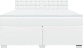 vidaXL Κρεβάτι Boxspring με Στρώμα Λευκό 180x200 εκ. Συνθετικό Δέρμα