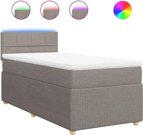 vidaXL Κρεβάτι Boxspring με Στρώμα Taupe 90x200 εκ. Υφασμάτινο