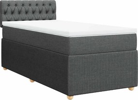 vidaXL Κρεβάτι Boxspring με Στρώμα Σκούρο Γκρι 90x190 εκ. Υφασμάτινο
