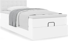 vidaXL Οθωμανικό κρεβάτι με στρώμα Λευκό 90x190cm Faux Leather