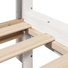 Κρεβάτι Βιβλιοθήκη Χωρίς Στρώμα 120x200 εκ Μασίφ Ξύλο Πεύκο - Λευκό