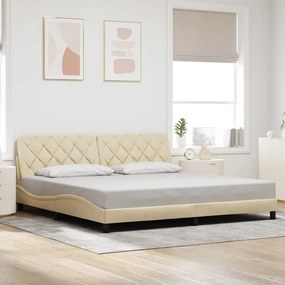 vidaXL Σκελετός Κρεβατιού Χωρίς Στρώμα Κρεμ 200x200 εκ. Υφασμάτινο