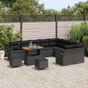 vidaXL Σετ Καναπέ Κήπου με μαξιλάρι 12 pcs Μαύρο 90 x 55 x 71 cm