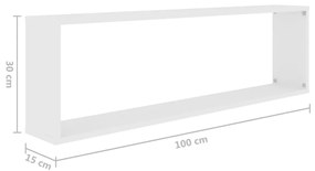 Ράφια Κύβοι Τοίχου 4 τεμ. Λευκά 100 x 15 x 30 εκ. Επεξ. Ξύλο - Λευκό