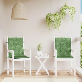 Μαξιλάρια Καρέκλας με Πλάτη 2 τεμ. Σχέδιο με Φύλλα Υφασμάτινα - Πράσινο