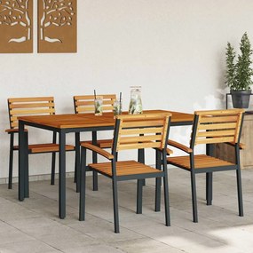 vidaXL Σέτ φαγητού για κήπο 5 pcs Μαύρο και καφέ 150 x 90 x 75 cm
