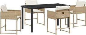 vidaXL Σέτ φαγητού για κήπο 5 pcs Μπεζ συνθετικό ρατάν