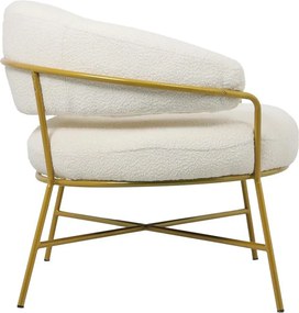 Πολυθρόνα Malu μπουκλέ κρεμ-πόδι χρυσό μέταλλο 84x79x76εκ 84x79x76 εκ.