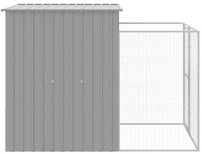 vidaXL Σπιτάκι Σκύλου με Αυλή Αν. Γκρι 165x251x181 εκ Γαλβαν. Χάλυβας