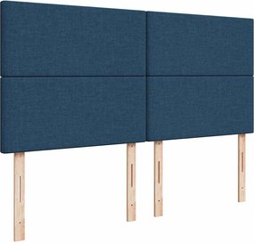 vidaXL Κρεβάτι Boxspring με Στρώμα Μπλε 180x200 εκ. Υφασμάτινο