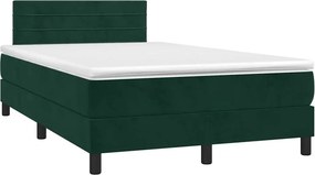 vidaXL Κρεβάτι Boxspring με Στρώμα Σκούρο Πράσινο 120x200εκ. Βελούδινο