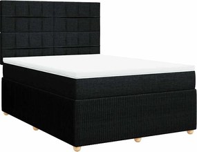 vidaXL Κρεβάτι Boxspring με Στρώμα Μαύρο 140x190 εκ. Υφασμάτινο